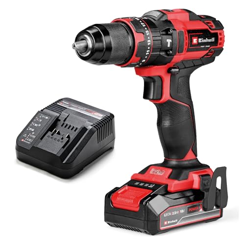Einhell Trapano A Percussione A Batteria Te-Cd 18/44 Li-I (1X2,5Ah) Power X-Change (18 V, 44 Nm, Funzione Percussione, Mandrino In Metallo 13 Mm, 2 Ve