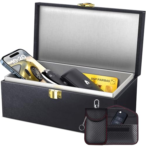 Samfolk Faraday Box Per Chiavi Dell'Auto, Scatola Faraday Extra Grande, 22 X 13 X 10,5 Cm, Senza Chiave, Antifurto Rfid Per La Sicurezza Dell'Auto