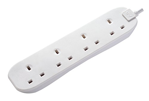 Masterplug 4-Way Compact Power Socket With 5M Extension Lead (White)