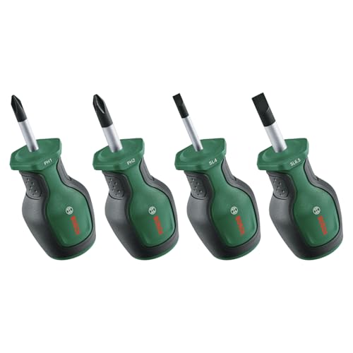 Bosch Set Di Avvitatori Da Carpentiere 4 Pezzi (Avvitatori Compatti Per Il Fissaggio In Spazi Ristretti, Ph/Sl, Acciaio S2, Coppia Elevata, Codice Col