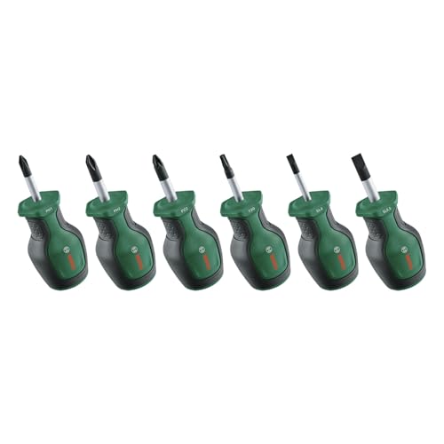 Bosch Set Di Cacciaviti A Cricchetto Corto 6 Pz. (Compatti Per Fissaggio In Spazi Stretti; Ph/Pz/Tx/Sl; Acciaio S2; Coppia Elevata; Cod. Crom.; Punta
