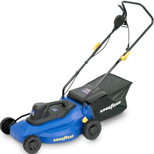 Goodyear - Tosaerba Elettrico 1200 W. Motore 3300 Rpm 230-240 V. Tagliaerba Con Cavo 32 Cm Larghezza Di Taglio. 61 X 38 X 27 Cm. Sacchetto Di Raccolta