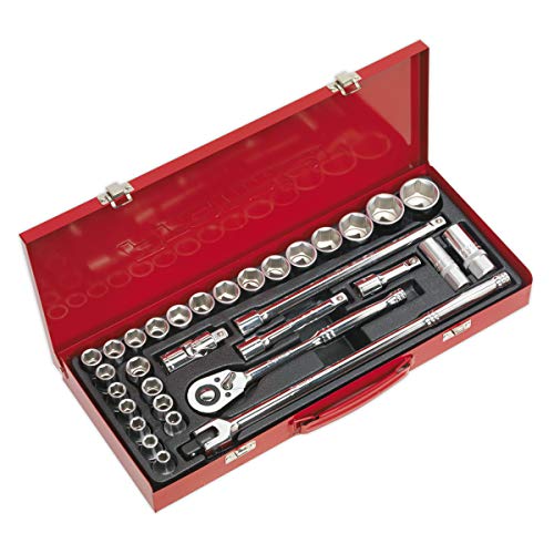 Sealey Ak693 - Set Di Chiavi A Bussola Esagonali Maschio, Attacco Quadro Da 6,35 Mm (32 Pezzi)