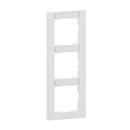 Legrand, Seano+ 765993 - Cornice Verticale A 3 Scomparti, Termoplastica Senza Alogeni, Produzione E Imballaggio Sostenibili, Colore: Bianco Ultra