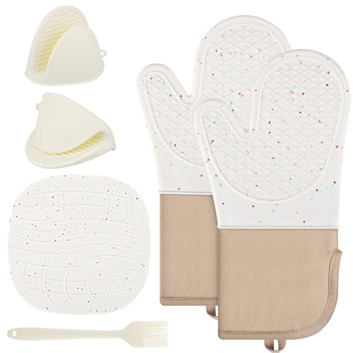 Guanti Da Forno In Silicone,Set Di Guanti Da Cucina, Set Di 6 Guanti Da Cucina Silicone Resistente Al Calore Guanti Da Cucina Adatti Per Cucinare Cuoc