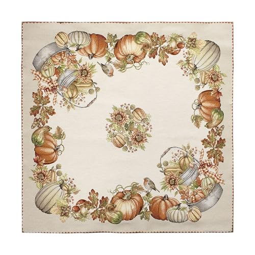 Centrotavola Autunnale Zucca In Gobelin Decoro Halloween 93X93Cm 6951