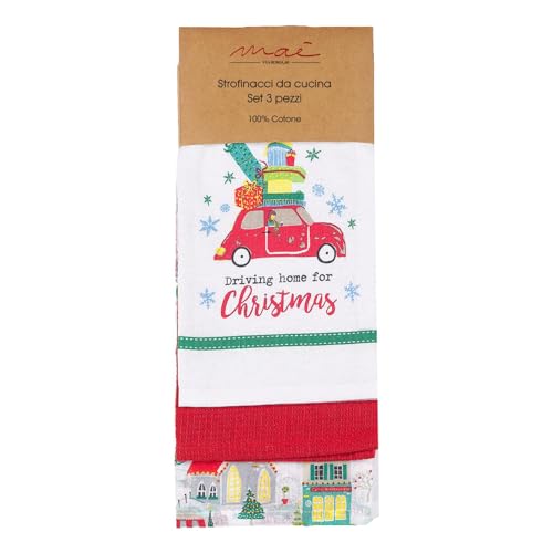Maè Via Roma, 60 - Set 3 Pezzi Strofinacci Car - 4113087