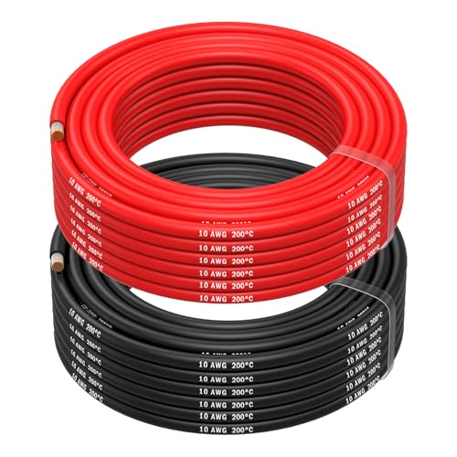 Mmobiel 10 Awg Cavo Elettrico Silicone - 10 Gauge (5,26 Mm²) Cavo In Rame Stagnato - 2 Fili Separati Rosso E Nero Ciascuno 10M / 32.8Ft Per Rc, Droni,