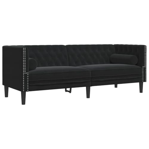 Vidaxl Divano Chesterfield Con Rinforzi 3 Posti Nero In Velluto, Divano A 3 Posti, Divano, Divano Da Salotto, Divani A 3 Posti, Divano Imbottito
