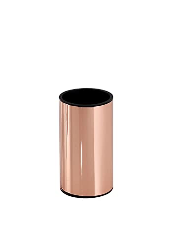 Kiamami Valentina - Bicchiere Porta Spazzolini | Acciaio Inox E Rame | Design Moderno | Finitura Raffinata E Luminosa | Bagno | Senza Forare Le Pareti