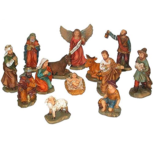 Cosedacasa, Natività Sacra Famiglia 13Pz Pastorelli Statuine Pastori Piccoli Per Presepe Cm5 Decorazioni Di Natale Addobbi Idea Regalo In Poli-Resina 