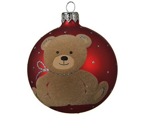 Addobbo Albero Natale Palla In Vetro Teddy Rosso 8Cm - Selezione Cartoleria Varzi Dal 1956