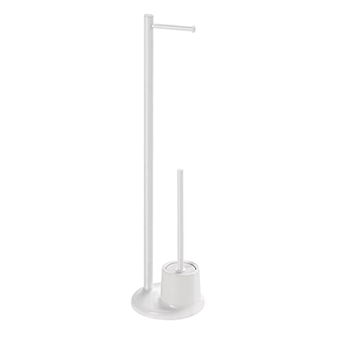 Gedy, Bianco, G-Mammolo, Colonna Porta Rotolo + Scopino Bagno, Set Per Wc In Acciaio Inox, Misure 78,5X20X20 Cm, Design R&S, Garanzia 2 Anni, Allumini