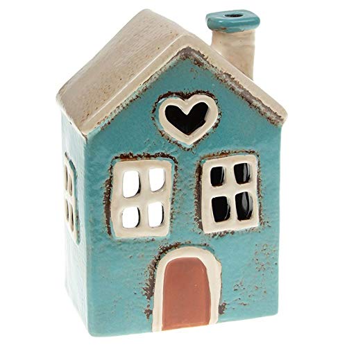 Village Pottery Portacandele Da Giardino A Forma Di Casa Rosa, Per Esterni O Interni, Elegante Alternativa Alle Lanterne Da Giardino (Verde Acqua)