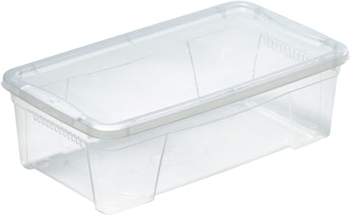 M-Home | Scatola Portaoggetti In Plastica Trasparente Con Aperture + Coperchio, 42 X 24 X 14 Cm / 8,7 L | Space Box | Pls613