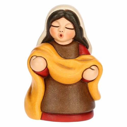 Thun - Venditrice Di Stoffe Rossa In Ceramica, 5,4X4,3 Cm, Altezza 7,9 Cm, Collezione Presepe Classico