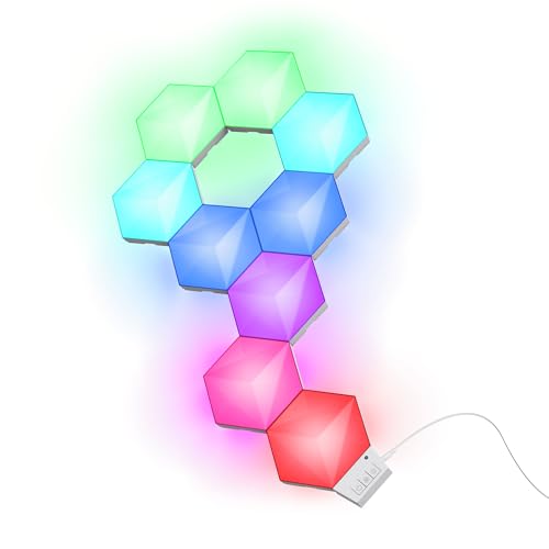 Trust Gaming Gxt 902 Vybz Pannelli Led Gaming, 9 Pannelli Esagonali Led Personalizzabile, 44 Modalità Di Illuminazione, Sincronizzazione Musica, Appli