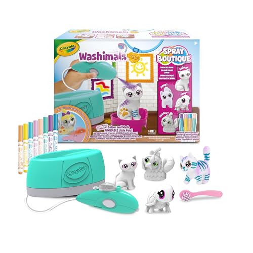 Crayola Wahimals Pets - Spray Boutique, Set Attività Colora Lava Ricolora Con 4 Cuccioli, Ambientazione Toletta E Aerografo A Batteria, Ideale Da Rega