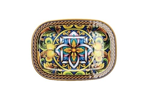 1 Pezzo Vassoio Rettangolare In Melamina Decorazione Lemon 42,5 X 31,5 X 2 Cm