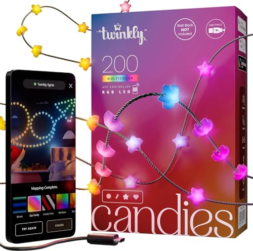 Twinkly Strings Usb-C Star 200 Led, Striscia Luci Led A Forma Di Stella, Luci Led Natale Multicolore Rgb, Compatibile Con Alexa, Google Home, Luci Map