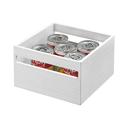 Idesign Eco Wood Porta Oggetti Con Manici, Piccolo Contenitore Armadietti Paulownia, Scatola Legno Portaoggetti Per Cucina E Altri Ambienti, Bianco, 2