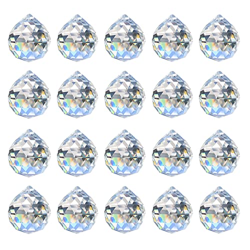 Merrynine 20Pack Crystal Ball 0.8"/20Mm Prism Sun Shine Catcher Rainbow Pendants Maker, Hanging Crystals Prisms For Windows, For Feng Shui, For Gift (
