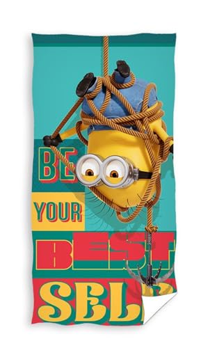Carbotex Cattivissimo Me Minions Be Your Best Self Telo Doccia Telo Mare Spiaggia Bagno Beach Towel - 100% Cotone - Dimensioni 70X140Cm
