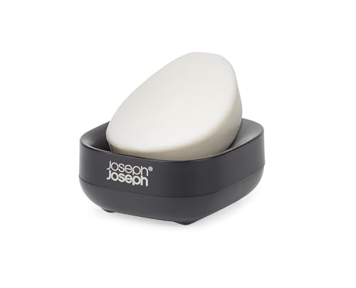 Joseph Joseph Slim Porta Saponetta Compatto, Piattino Portasapone, Accessori Bagno, Nero Matte