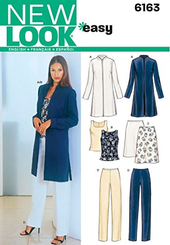 Vogue Fabrics New Look 6163-Cartamodello Per Abiti Da Donna, Cotone, Multicolore, A (8-10-12-14-16-18)