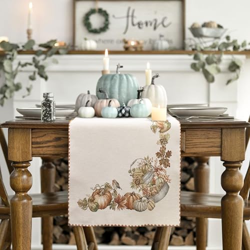 Runner Tavola Autunnale Zucca In Gobelin Decoro Halloween 45X140Cm 6950