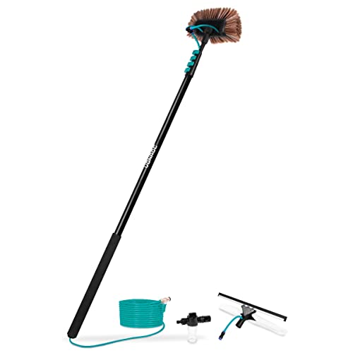 Vonroc Spazzola Telescopica - 6,50M | Include Spazzola Multiuso, Spazzola 2 In 1, Tubo E Dispenser Di Sapone