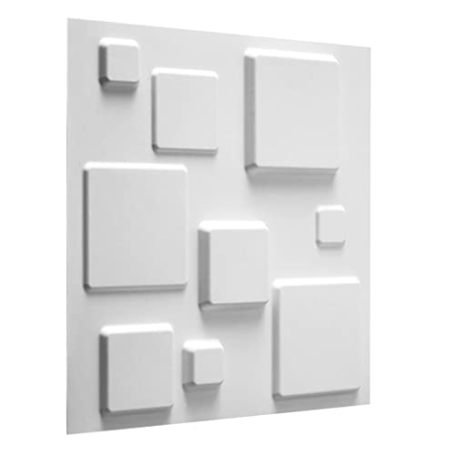 Wallart 24X Pannelli Murali 3D Ga-Wa09 Design Squares Ecologici Carta Da Parati Adesivo Pareti In Fibra Naturale Vegetale Bianco 6 M²