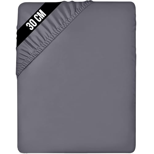 Utopia Bedding Lenzuolo Con Angoli, Una Piazza - 180X200X30 Cm - Grigio - Microfibra Di Poliestere Spazzolato - Lenzuolo Sotto Con Angoli Elasticizzat