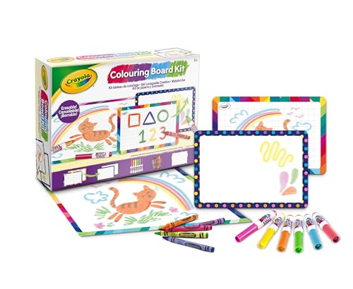 Crayola - Set Lavagnette Bianche Creative, Per Colorare E Scrivere, Attività Educativa E Creativa Per Bambini Con Pennarelli E Cere, Dai 5 Anni In Sù,