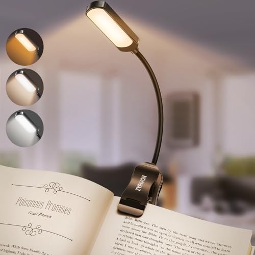 Zyrivon Lampada Da Lettura, 16 Leds 3 Modalità 100-10% Luminosità Regolabile Luce Per Lettura Libri A Letto Con Clip, Usb Ricaricabile Luce Lettura, L