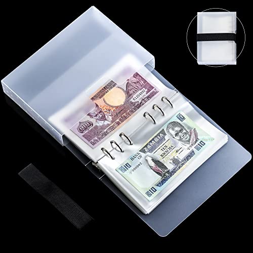 100 Pocket Currency Album - 7 × 4 Inch Portable Banknotes Holder Dollar Paper Money Sleeves Storage Book For Bills Tickets Cards Stamps Collection An0