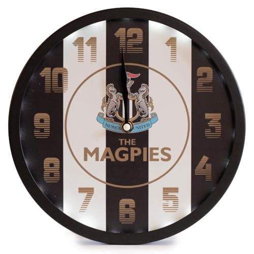 Newcastle United Fc Led Stripe Orologio Da Parete In Metallo, Diametro 25 Cm, Richiede 3 Batterie Aa