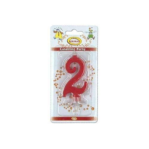 Candela Numero 2 Rossa Formato Mini Da 7Cm, 1Pz.