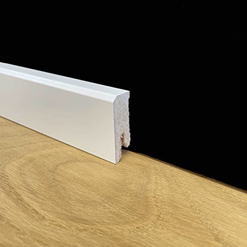 Eternal Parquet 96Ml Di Battiscopa Zoccolino Squadrato Basso In Fibra Di Legno 40X15 Bianco