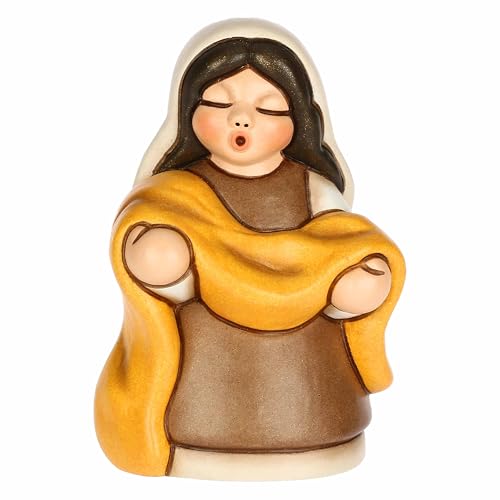 Thun - Venditrice Di Stoffe Marrone In Ceramica, 5,4X4,3 Cm, Altezza 7,9 Cm, Collezione Presepe Classico