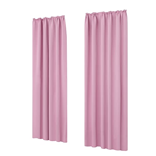 Deconovo Tende Oscuranti Cameretta Bambini Ragazzi Termiche Isolanti Tinta Unita Coprente Con Nastro Per Porta Finestra Casa 2 Pezzi 140X245 Cm Rosa