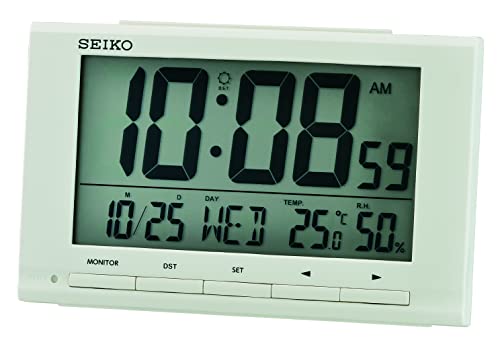Seiko Clock Qhl090W - Sveglia Digitale, Colore: Bianco