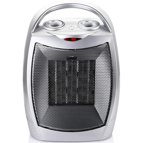 Termoventilatore In Ceramica Bianco/Nero 2000 W, Termoventilatore Regolabile, 2 Potenze, Antiribaltamento