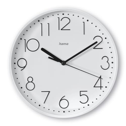 Hama Orologio Da Parete Salina (Senza Ticchettio, Orologio Al Quarzo Silenzioso, Diametro 22 Cm, Numeri Grandi, Orologio Analogico, Con Lancette Ore,