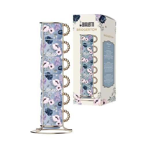 Bialetti Set 6 Tazzine Impilabili Bridgerton, Porcellana, 60Ml