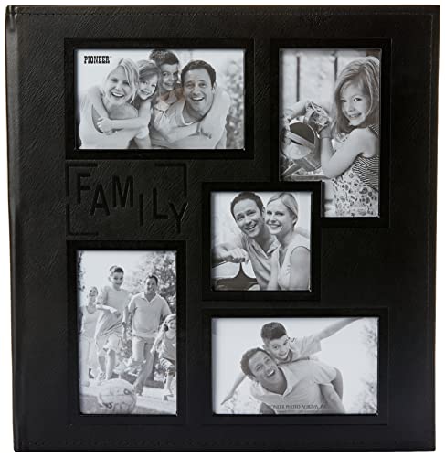 Pioneer Photo Albums Collage Frame Embossed Pollici Famiglia Pollici Cuciti In Similpelle Copertura 240 Pocket Photo Album, Nero,
