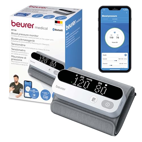Beurer Bm 59 Misuratore Di Pressione Da Braccio, Manicotto Senza Tubi E Cavi, Indicatore Di Rischio Led, Rilevamento Aritmie, Circonferenza Braccio 22