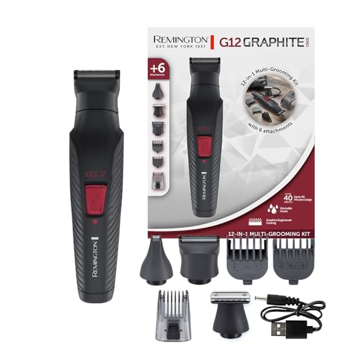 Remington Tagliacapelli E Rasoi Per Barba, Uomo (Kit Di Cura 12-In-1, 6 Accessori, Trimmer Viso, Precisione, Naso, Orecchie E Sopracciglia, Rivestimen