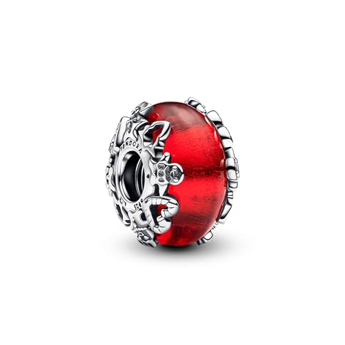 Pandora Moments 793597C00 - Charm In Vetro Di Murano In Argento Sterling, Compatibile Con Braccialetti Moments, 793597C00, Rot, Argento Sterling, Ness