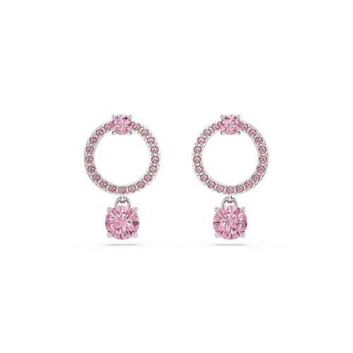 Swarovski Orecchini Pendenti Attract, Taglio Round, Rosa, Placcato Rodio